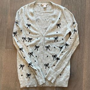 Jcrew bow beads cardigan xxs grey